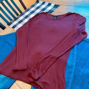WHBM Burgundy Long Sleeve Crew Neck Tee
